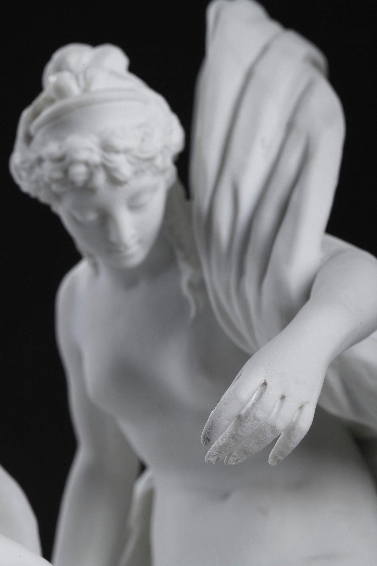 Porcelain 19th Century Bisque Group: Aphrodite's Chariot