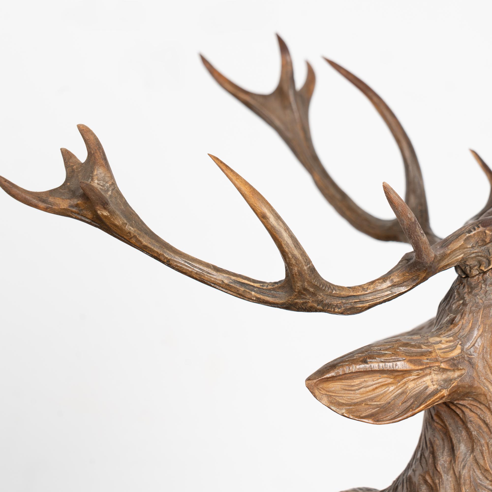 Elan sculpté à la main au début du 20e siècle, Black Forest, Allemagne en vente 5