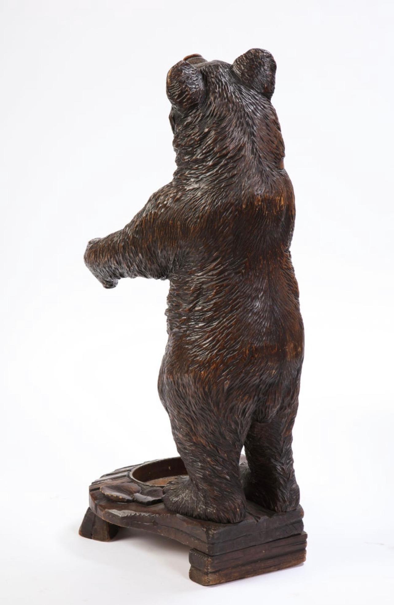 Carved Early 20th Century 'Black Forest' Stick & Umbrella Stand Bear For Sale