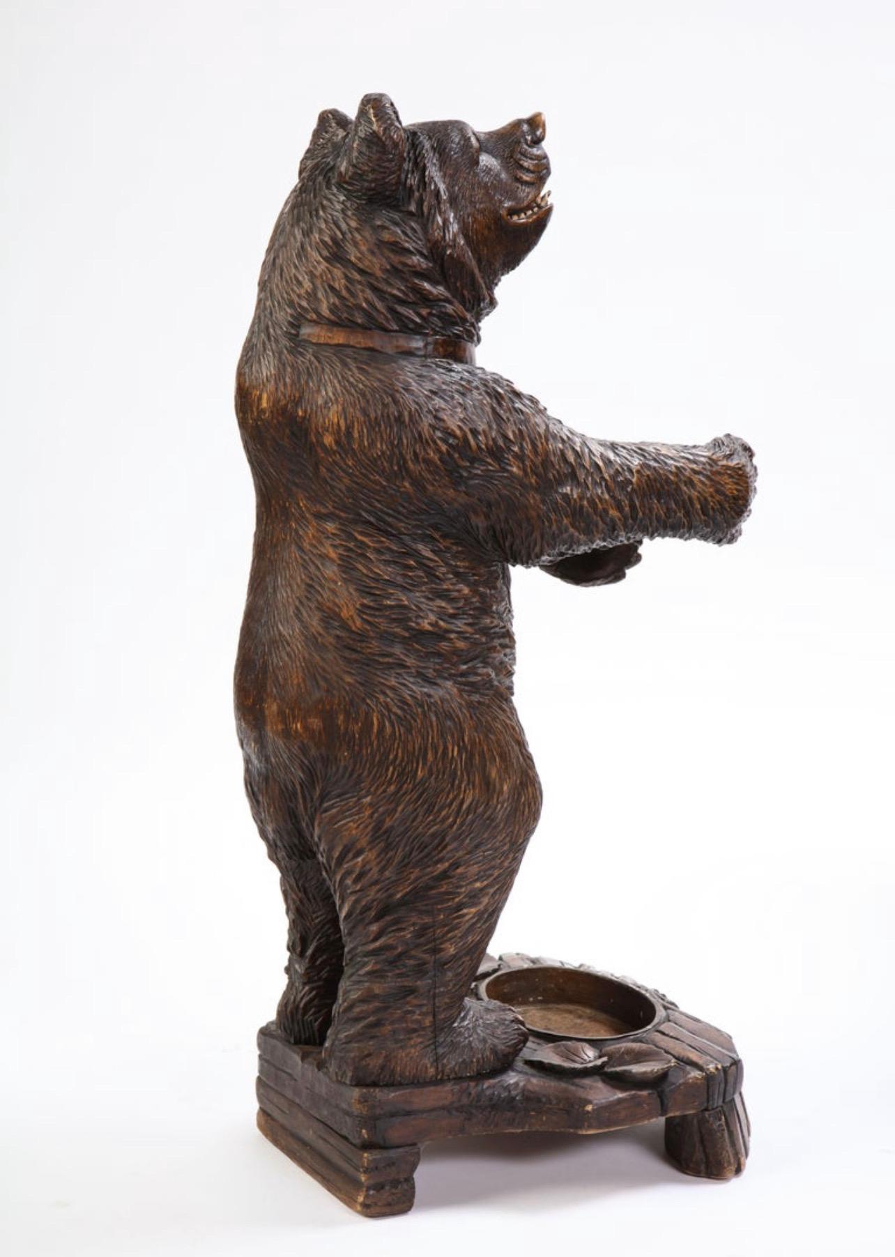 Wood Early 20th Century 'Black Forest' Stick & Umbrella Stand Bear For Sale