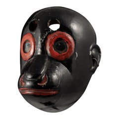 Antique Early 20th Century Black Monkey Mask, Guatemala