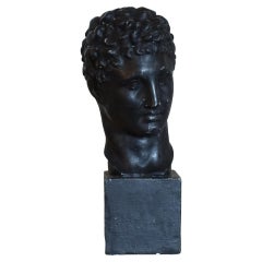 Early 20th Century Black Plaster Male Head Sculpture
