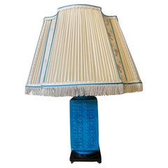 Early 20th Century Blue Ceramic Chinese Style Table Lamp