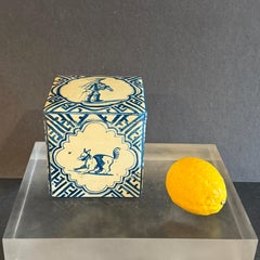 Early 20th Century Blue Delft Scenes on Toleware Bin Container