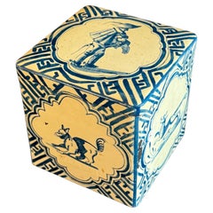 Early 20th Century Blue Delft Scenes on Toleware Bin Container