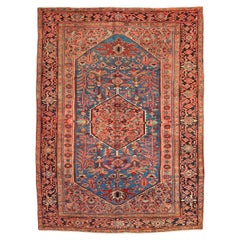 Early 20th century blue Heriz tribal rug