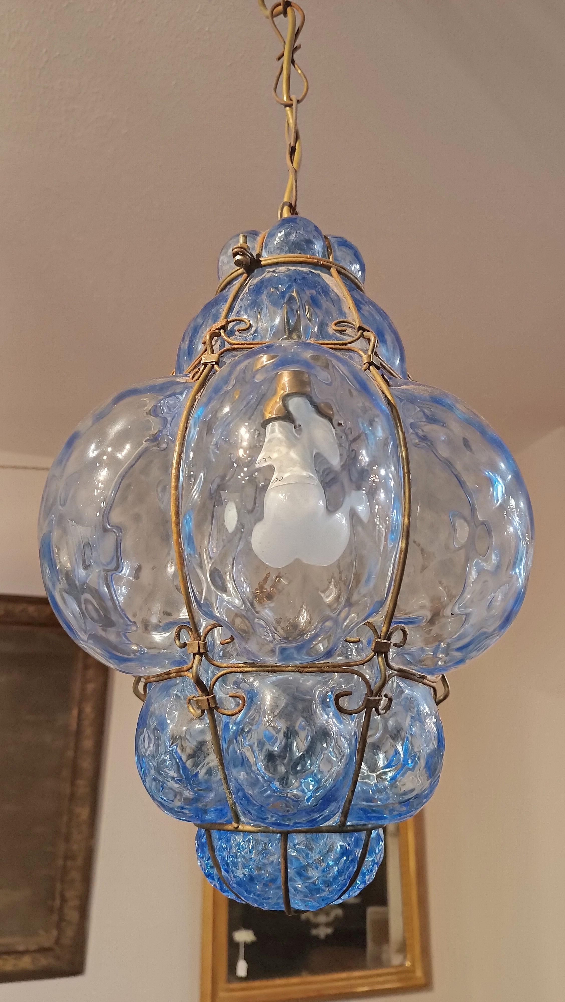 EARLY 20th CENTURY BLUE MURANO GLASS LAMP en vente 3