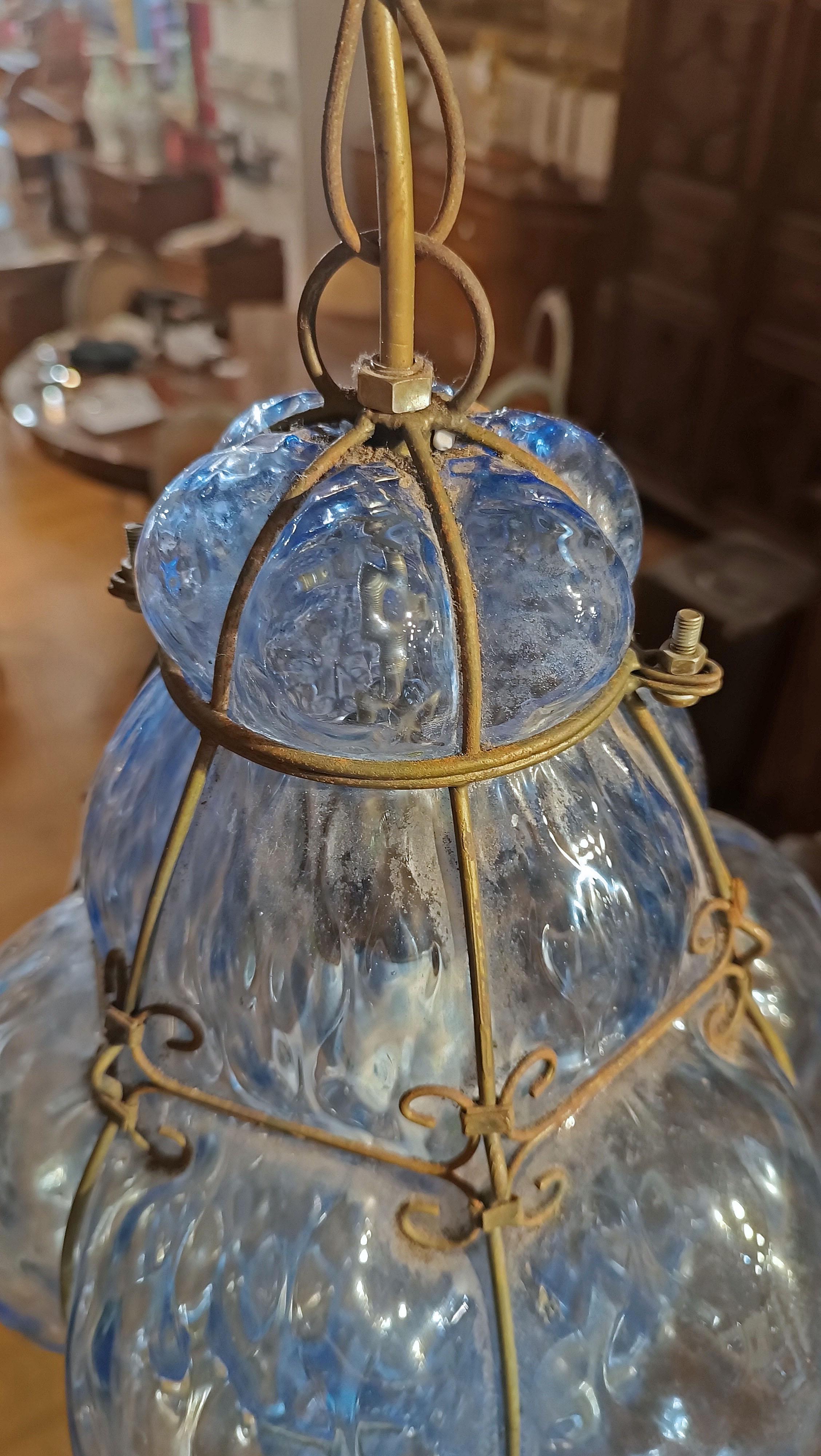 Verre EARLY 20th CENTURY BLUE MURANO GLASS LAMP en vente