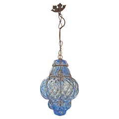 EARLY 20th CENTURY BLUE MURANO GLASS LAMP