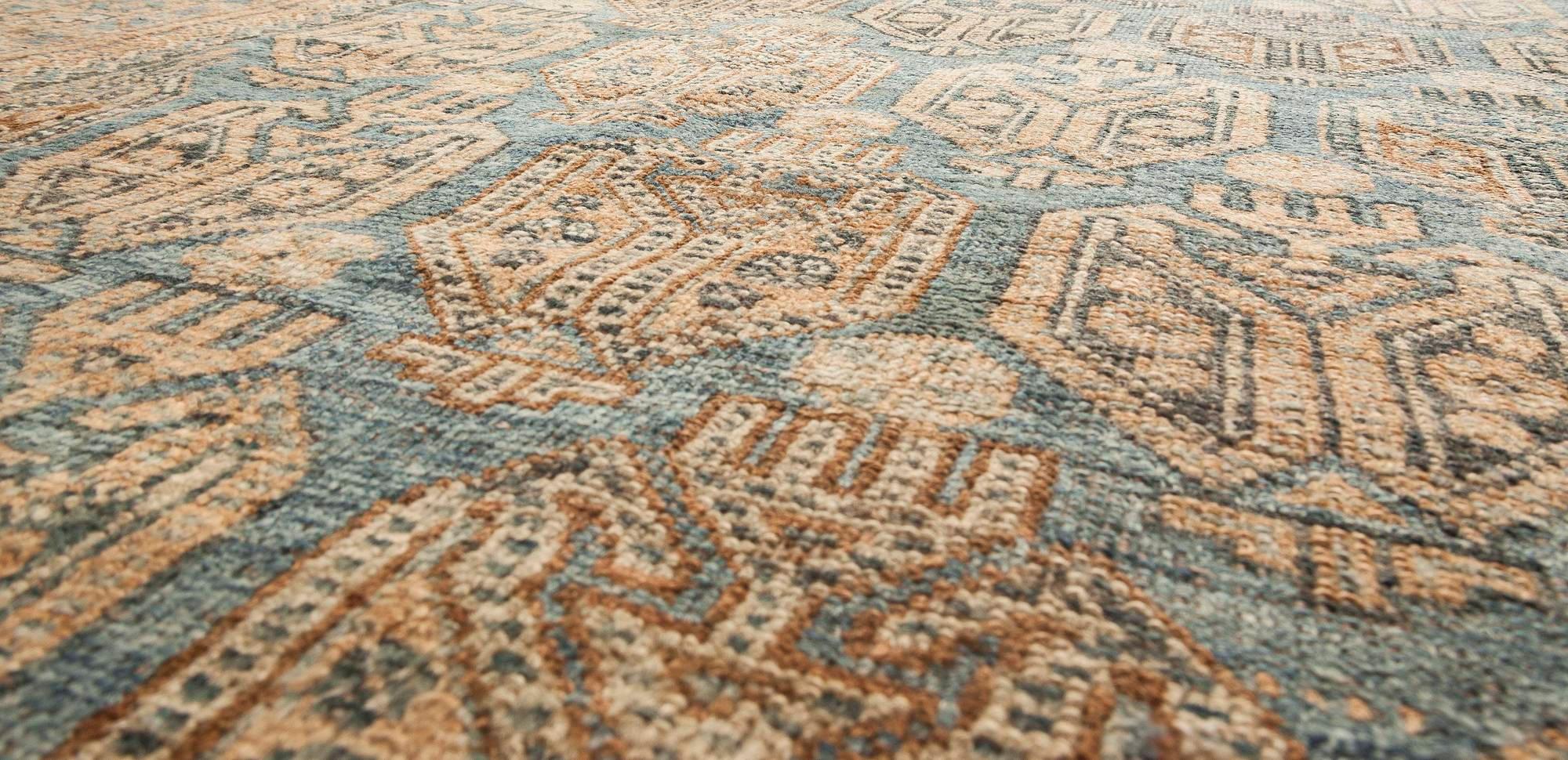 Hand-Knotted Early 20th Century Blue Persian Malayer Handmade Wool Rug by Doris Leslie Blau