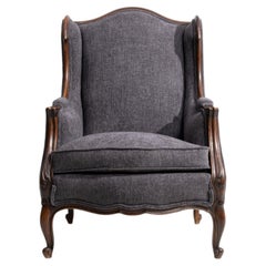 Early 20th Century Blue Wood Louis XV Upholstered Armchair