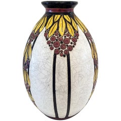 Antique Early 20th Century Boch Freres Keramis Belgian Pottery Vase