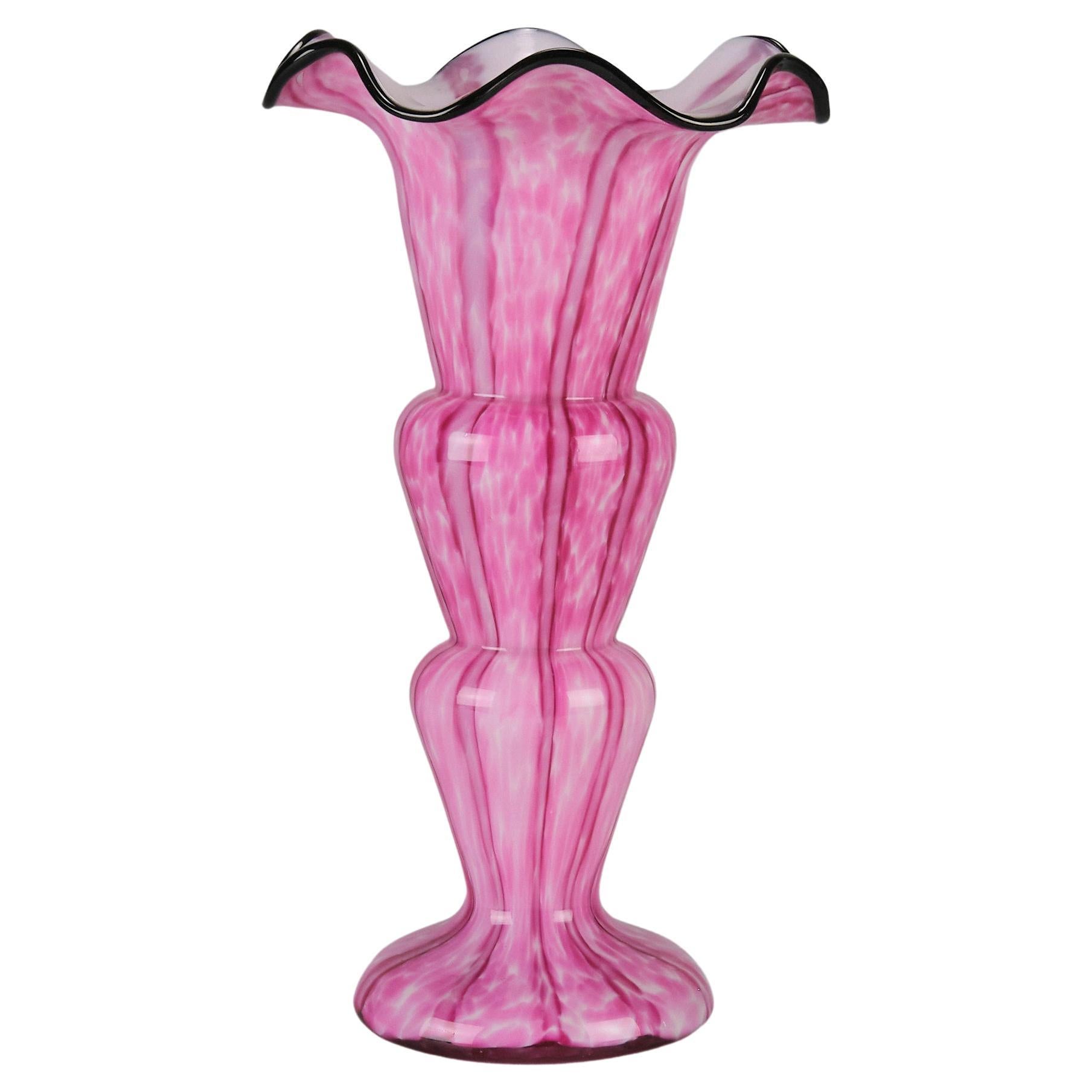 Early 20th Century Bohemian Blown Glass "Trefoil Vase" by Franz Welz