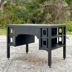 Early 20th Century Boho Arts and Crafts Mission Style Oak Desk