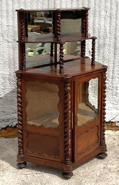 Early 20th Century Boho Barley Twist Bi-Level Cabinet