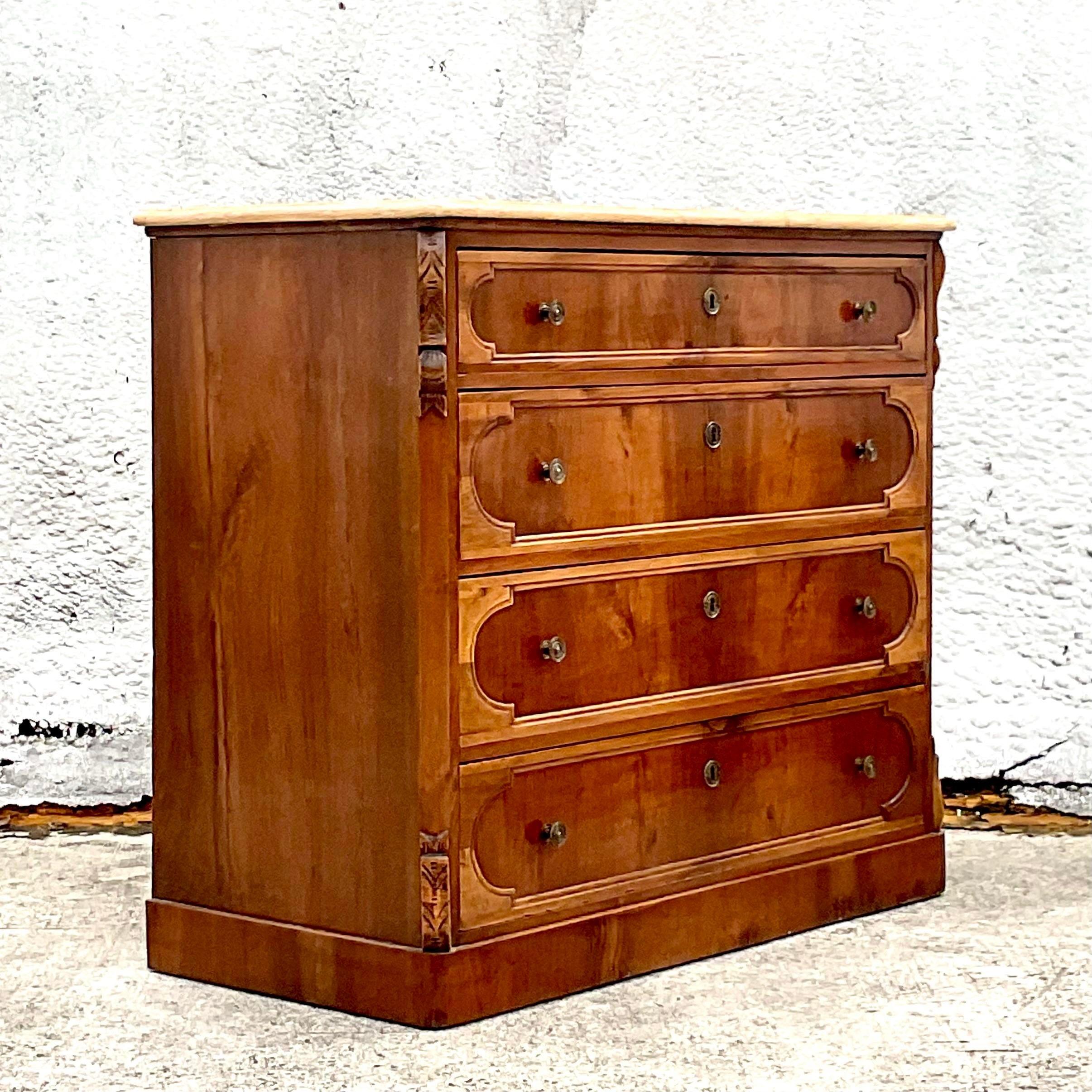 Early 20th Century Boho Italian Burl Chest of Drawers 1