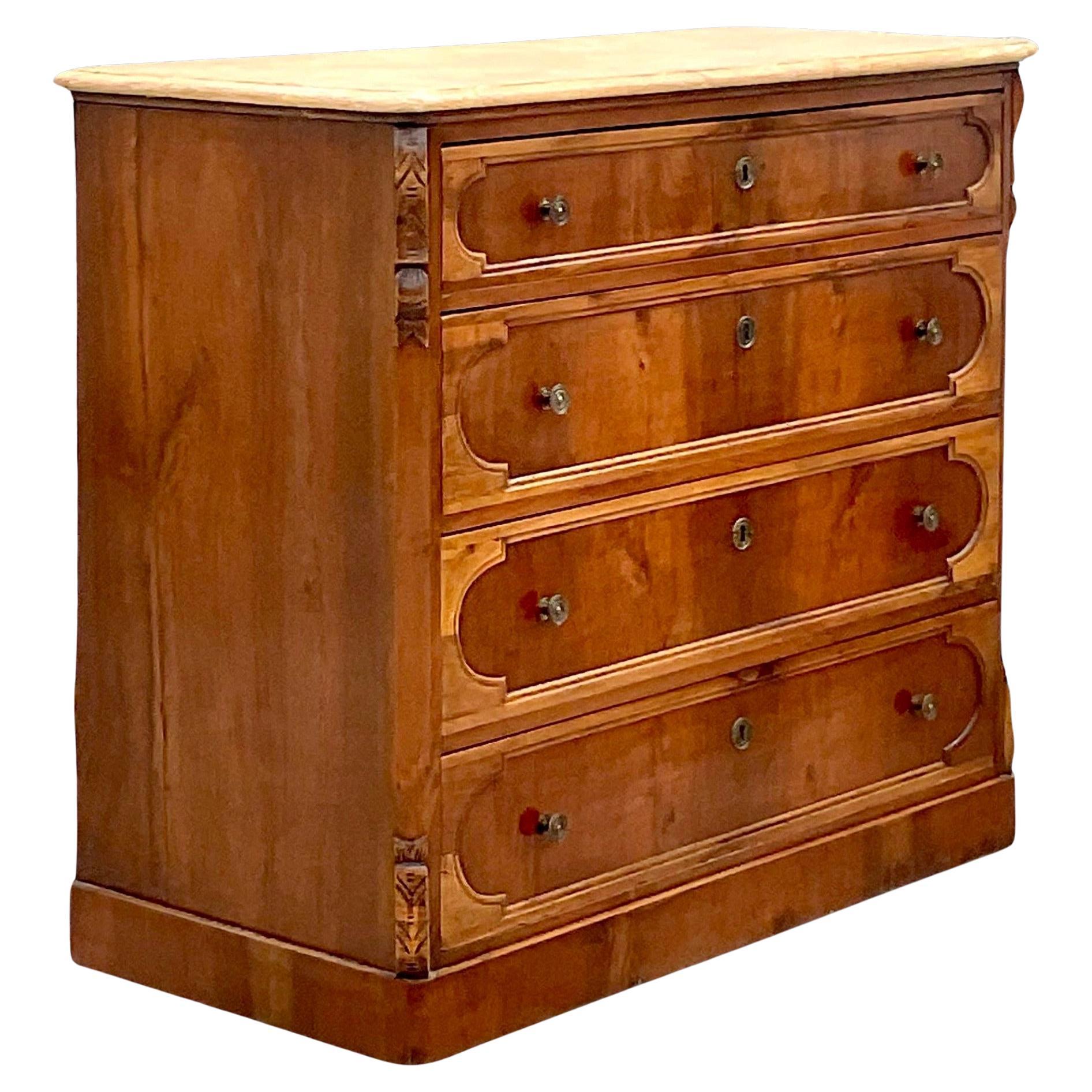 Early 20th Century Boho Italian Burl Chest of Drawers