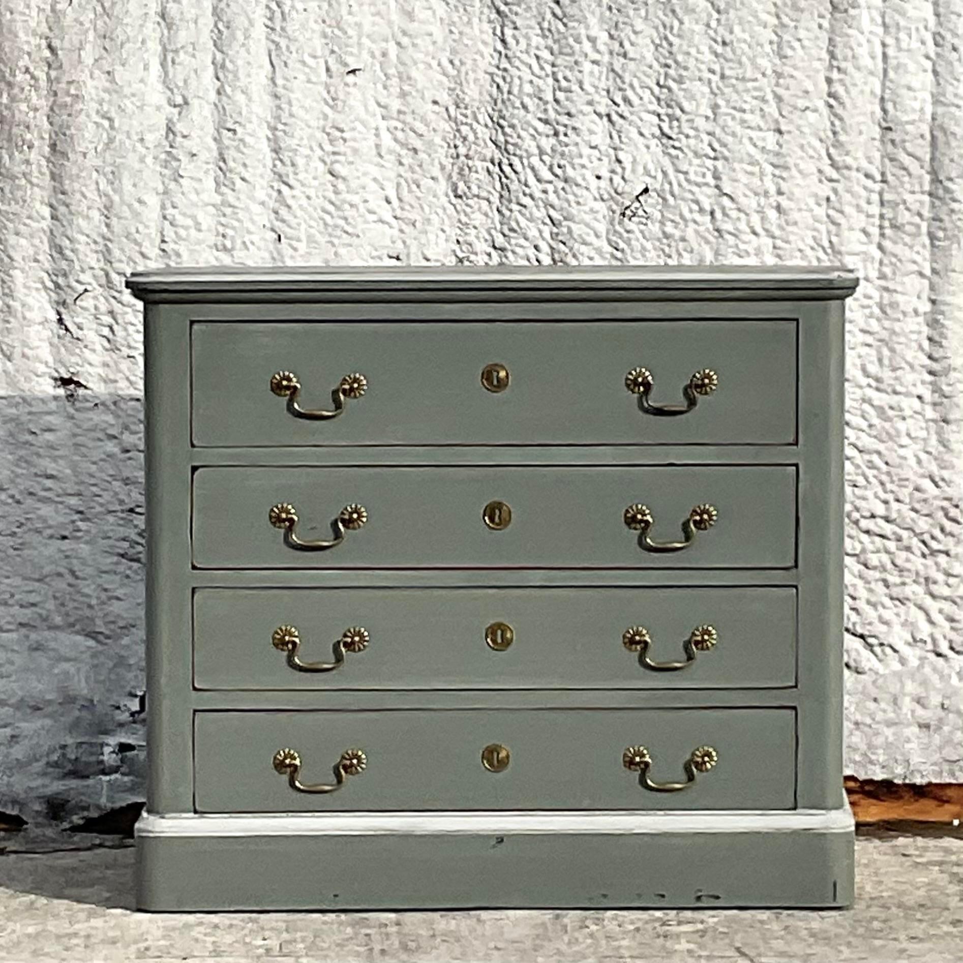 Metal Early 20th Century Boho Painted Chest of Drawers For Sale