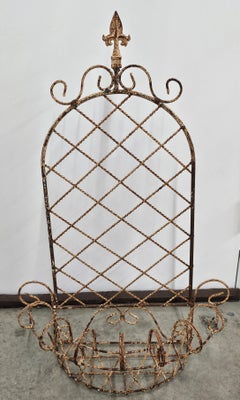 Early 20th Century Boho Partial Rusted Iron Hanging Planter Jardiniere