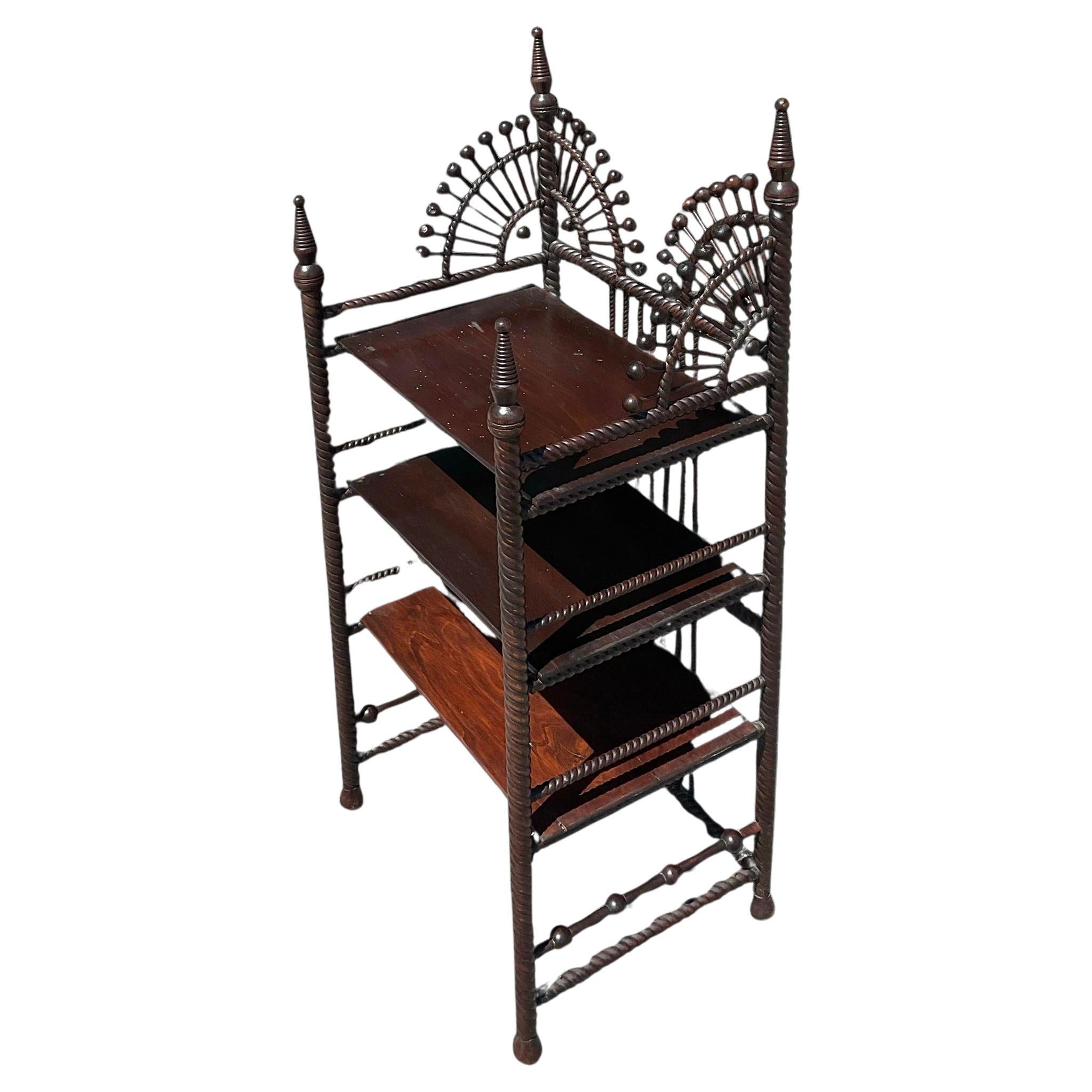 Early 20th Century Boho Stick and Ball Petite Etagere For Sale