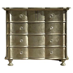 Early 20th Century Boho Wave Front Silver Leaf Dresser