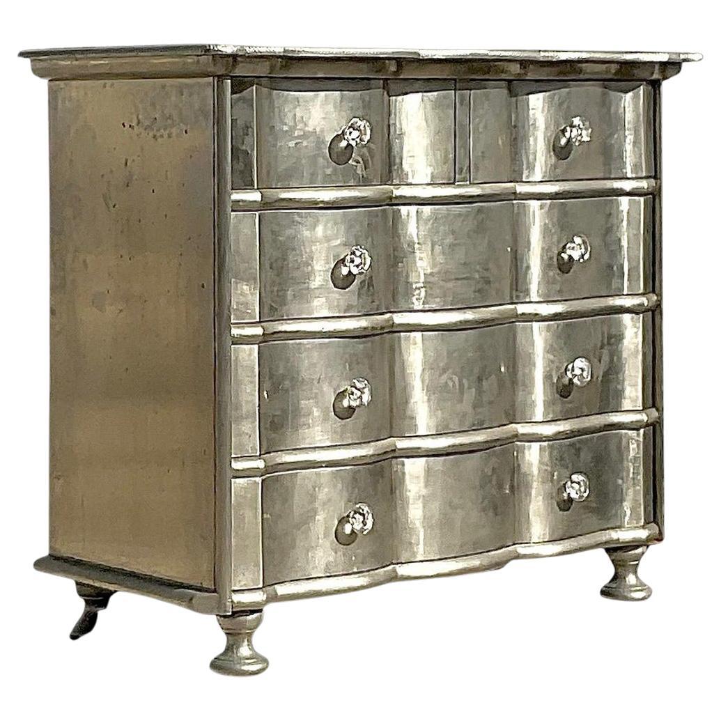 Early 20th Century Boho Wave Front Silver Leaf Dresser For Sale