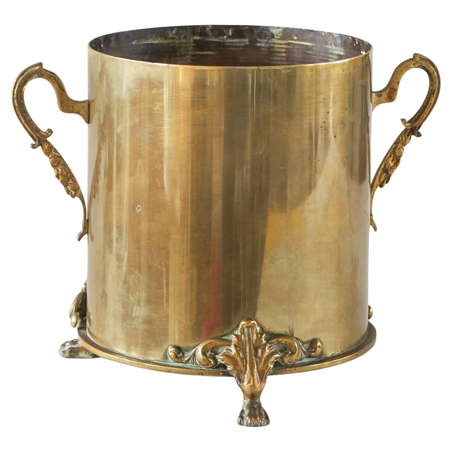 Early 20th Century Bombshell Trench Art Vase or Cooler in Patinated Brass