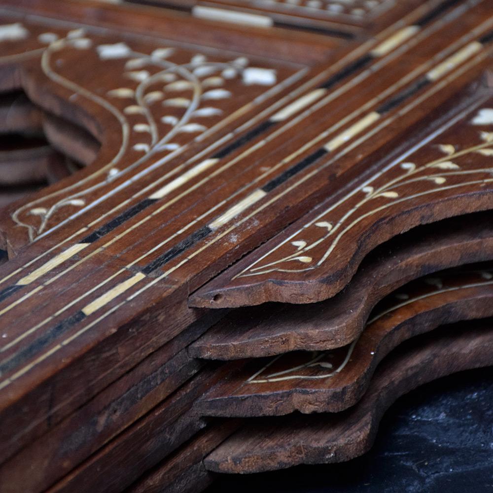 Early 20th Century Inlay wood and Carved Folding Table 3