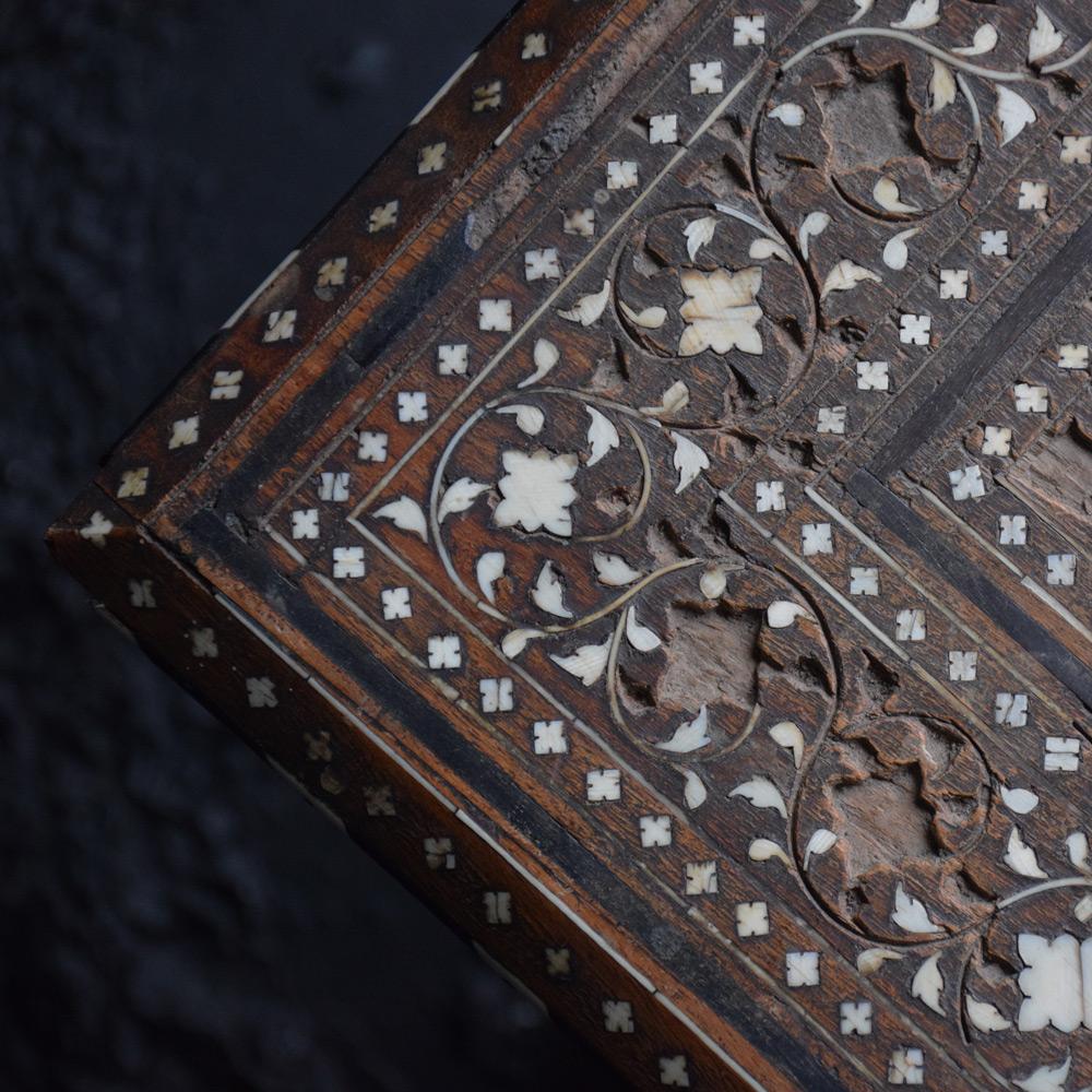 Early 20th Century Inlay wood and Carved Folding Table In Fair Condition In London, GB