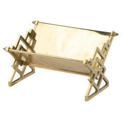 Used Early 20th Century Book Rack - English - Solid Brass - Geometric Design