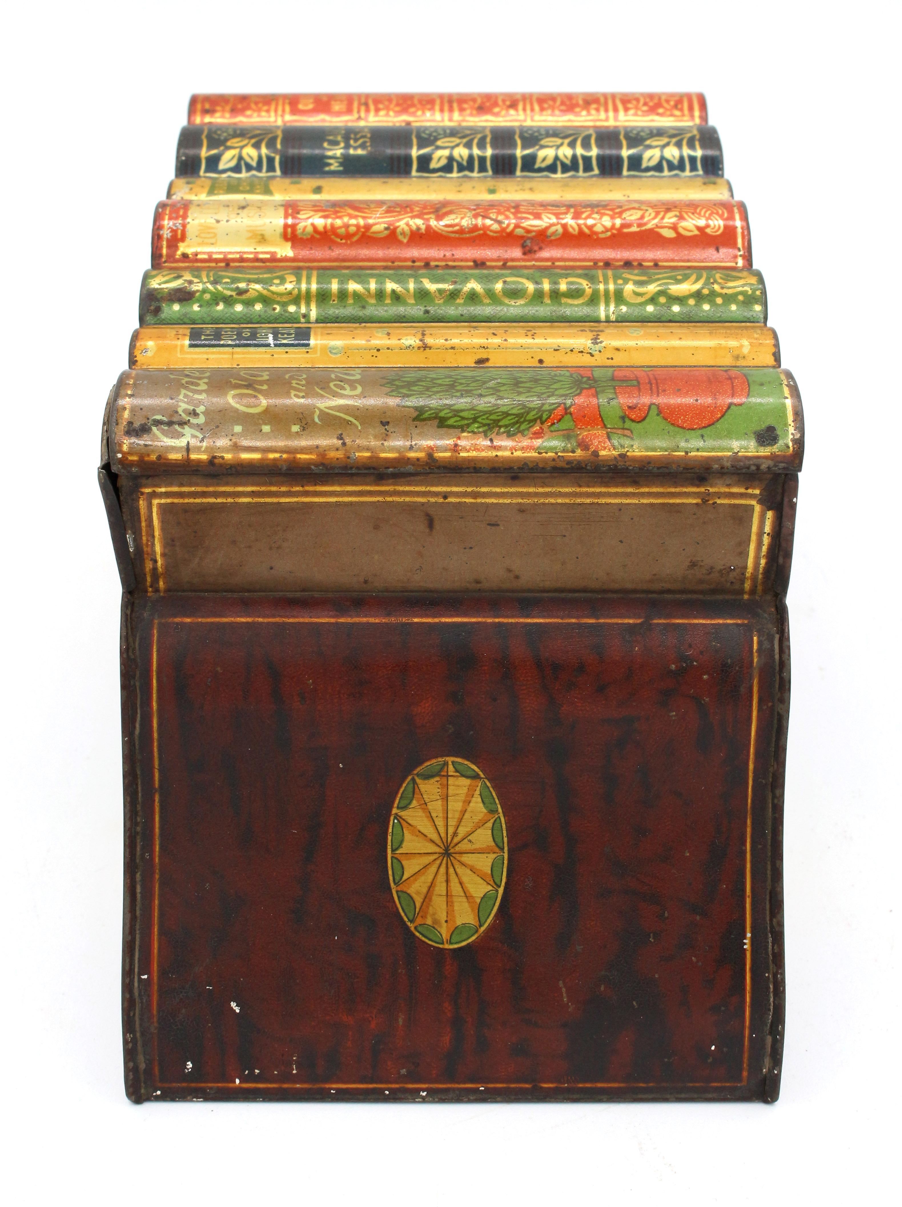 English Early 20th Century Books & Bookend Form Biscuit Tin by Huntley & Palmers For Sale