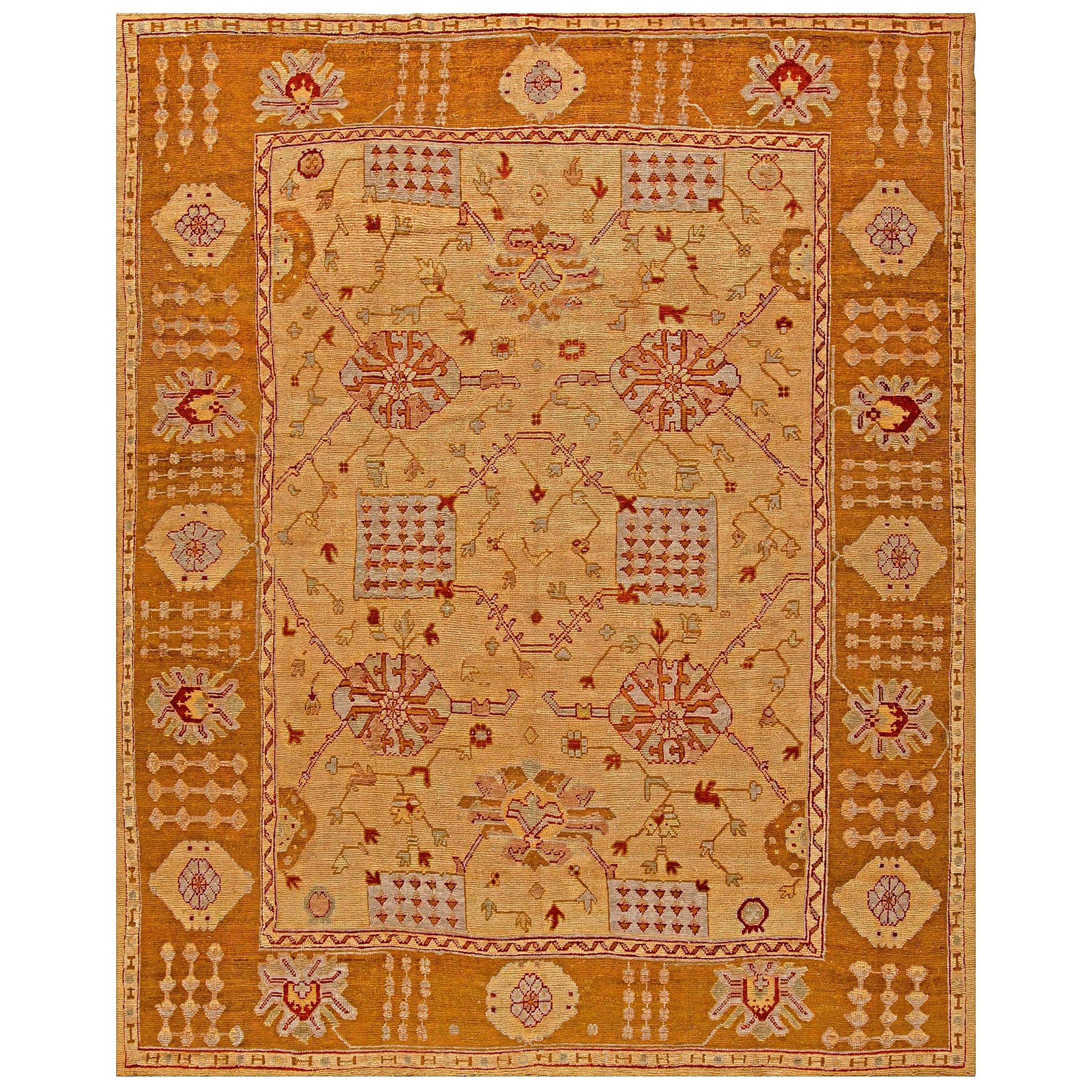 Early 20th Century Botanic Turkish Oushak Rug 