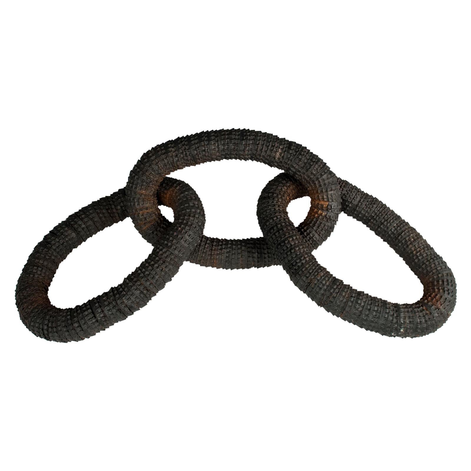 Early 20th Century Bottle Cap Triple Link Sign from Odd Fellows Lodge, Indiana