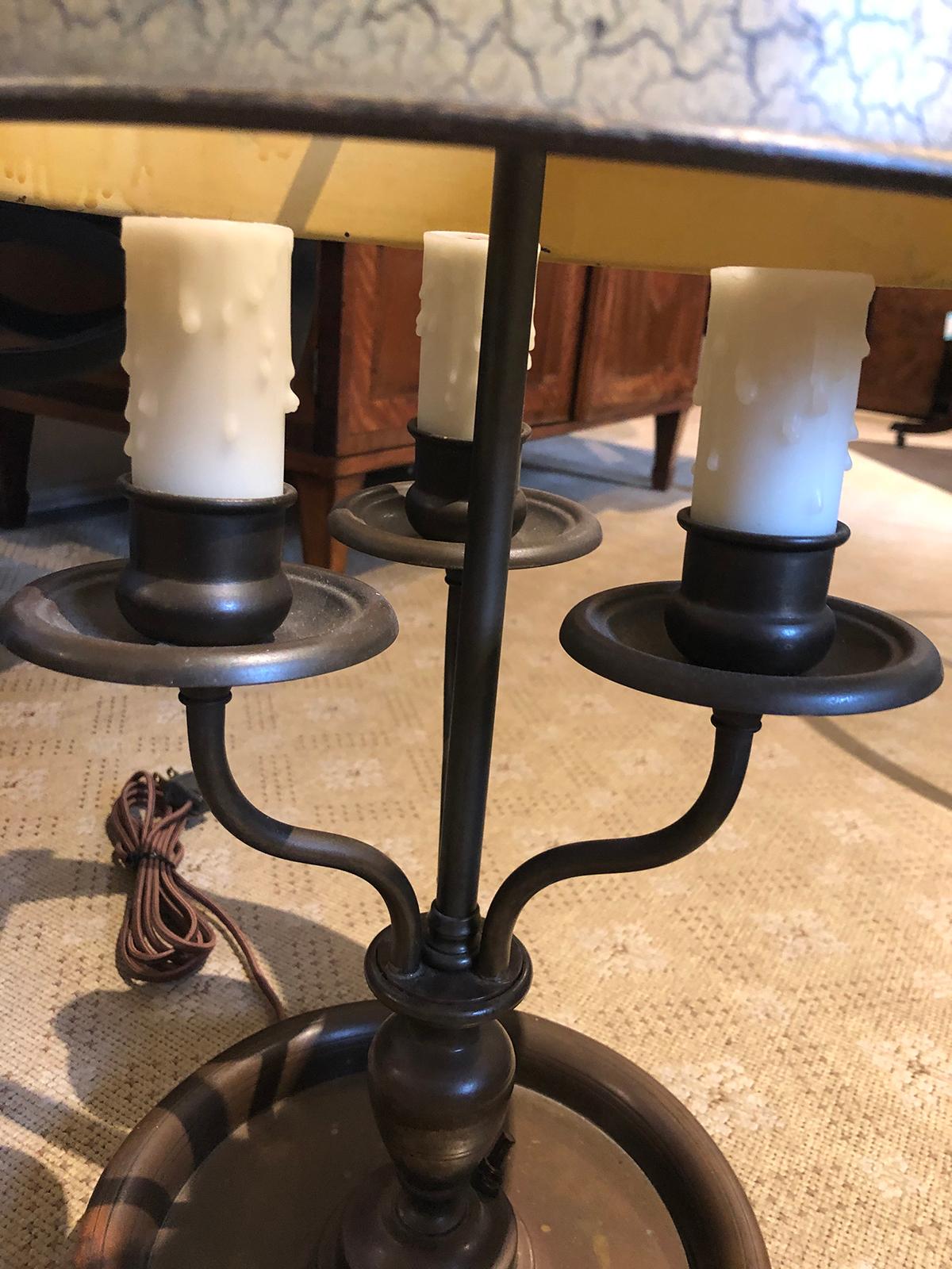 Early 20th Century Bouillotte Lamp with Old Tole Shade, Signed RMC For Sale 7