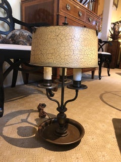 Early 20th Century Bouillotte Lamp with Old Tole Shade, Signed RMC