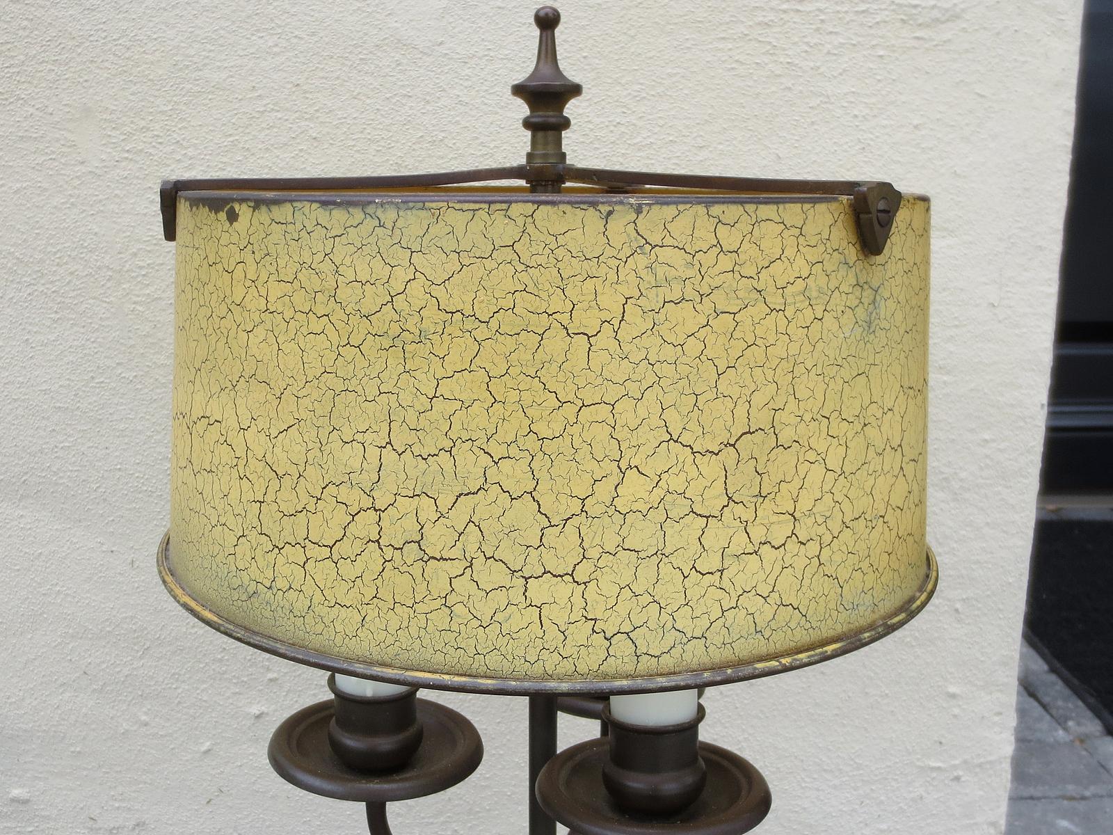 Early 20th Century Bouillotte Lamp with Old Tole Shade, Signed RMC In Good Condition For Sale In Atlanta, GA
