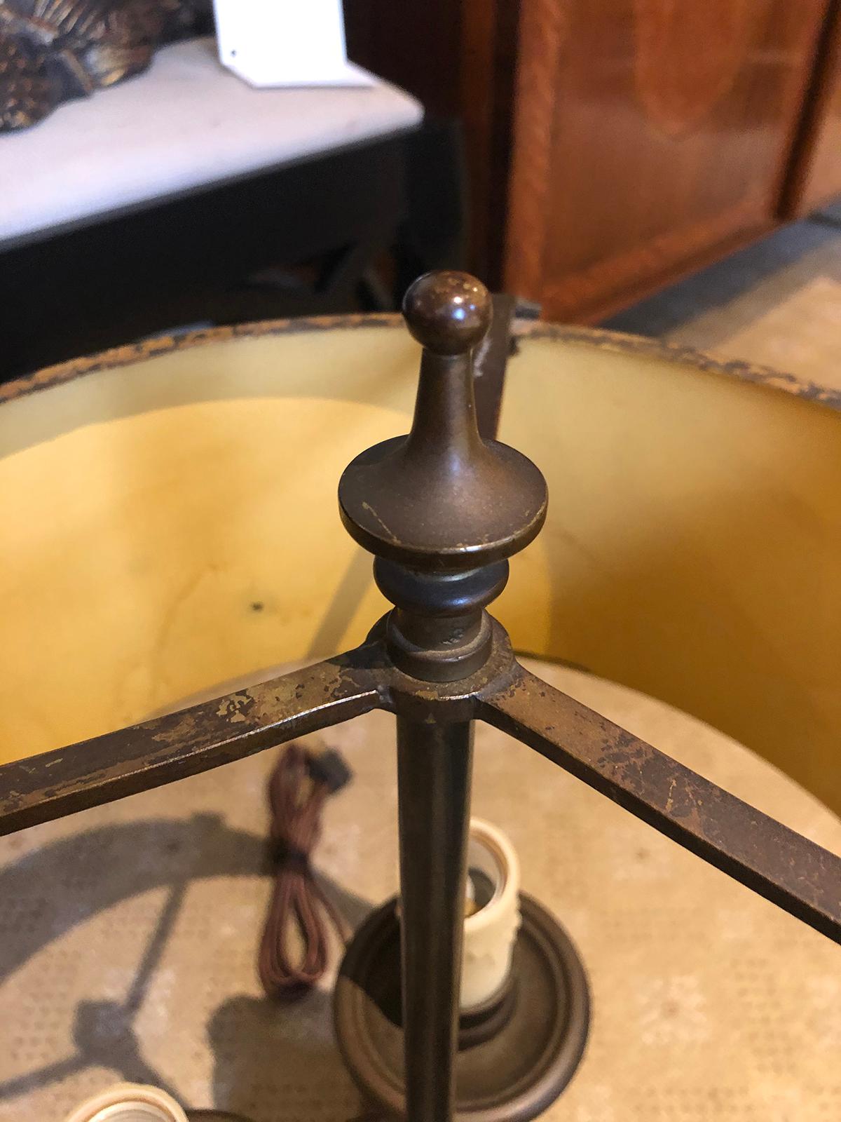 Early 20th Century Bouillotte Lamp with Old Tole Shade, Signed RMC For Sale 4