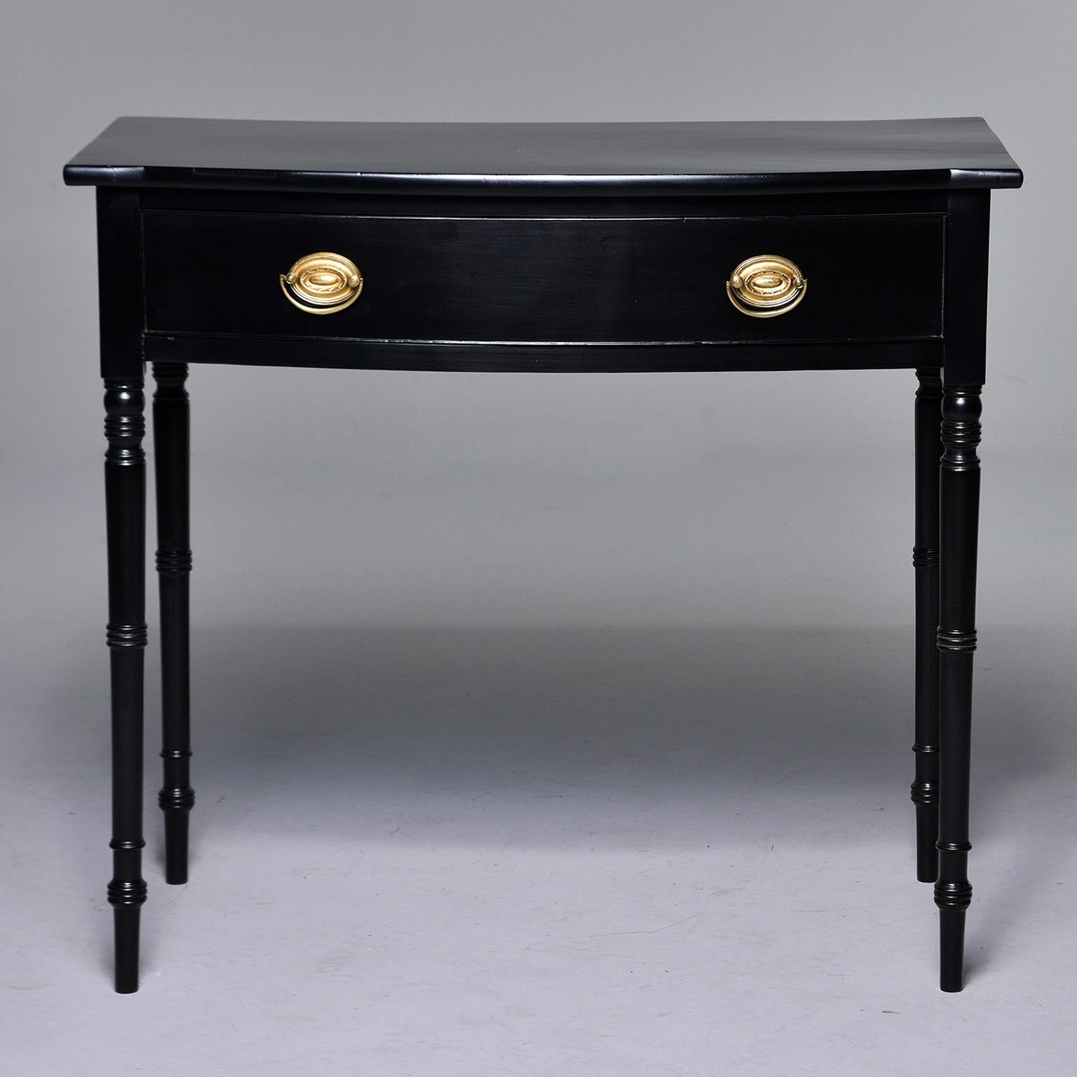 English Early 20th Century Bow Front Ebonized Mahogany Side Table