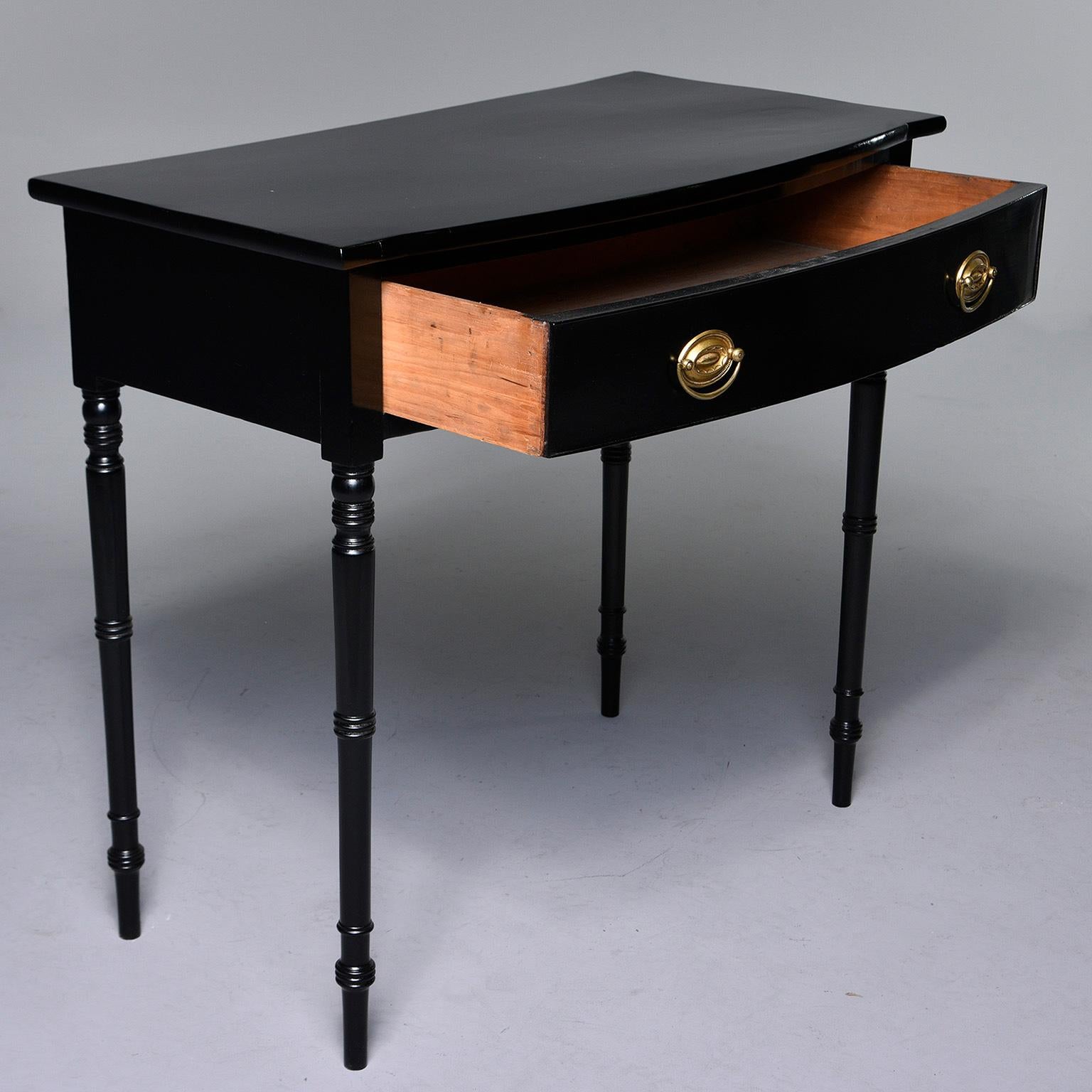 Early 20th Century Bow Front Ebonized Mahogany Side Table In Good Condition In Troy, MI