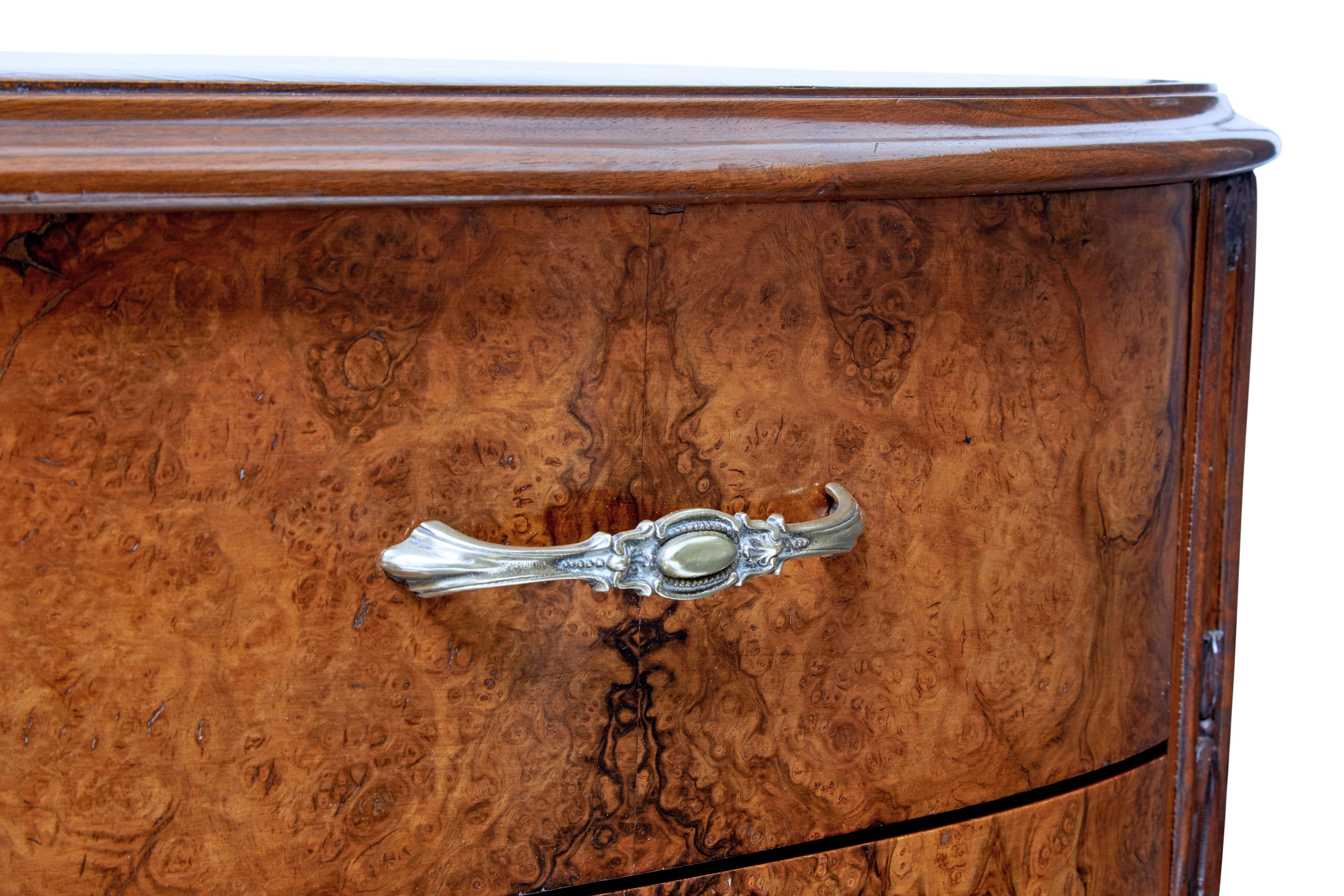 19th Century Early 20th Century Bowfront Burr Walnut Sideboard