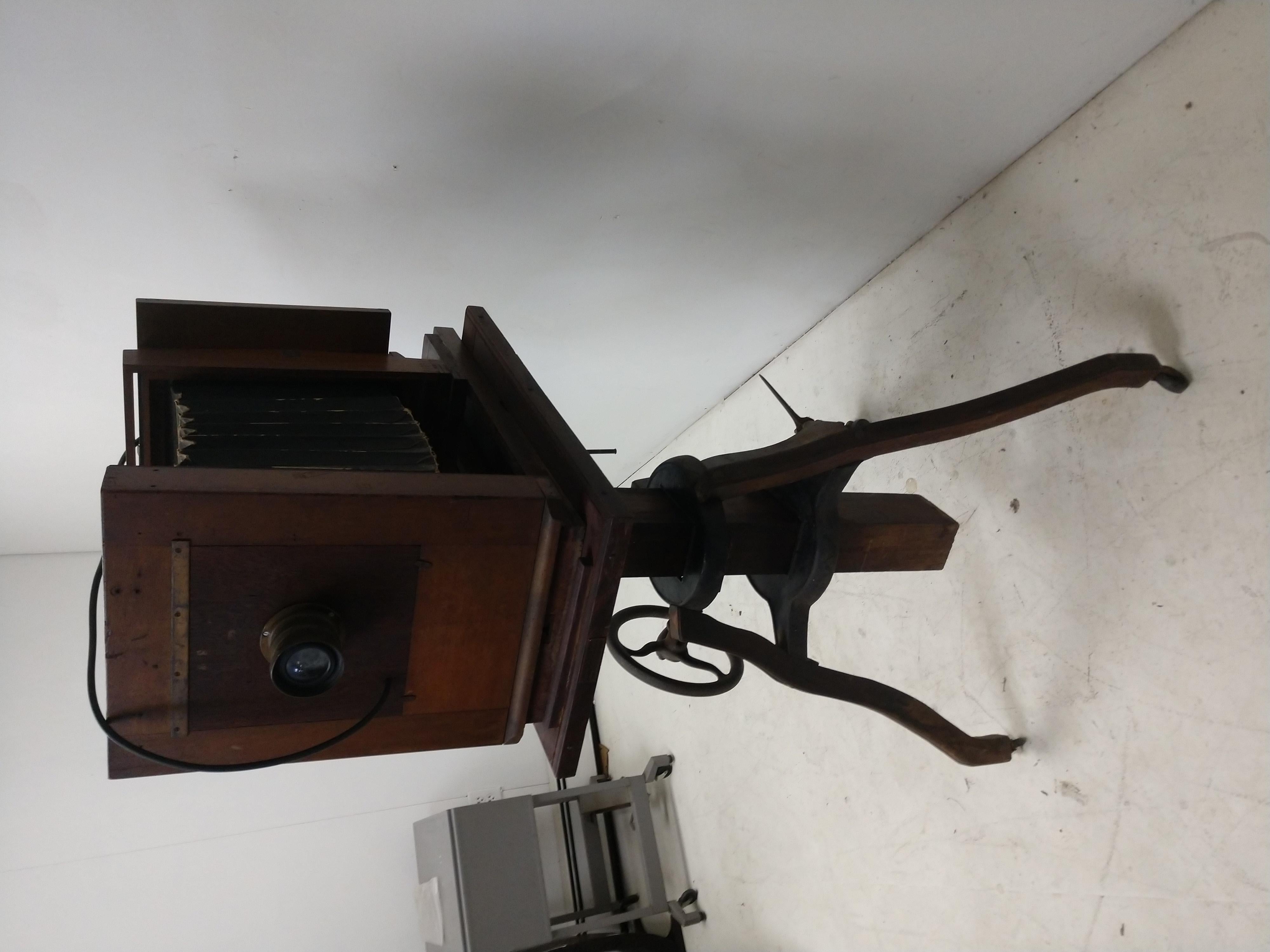 Industrial Early 20th Century Box Camera with Mechanical Stand