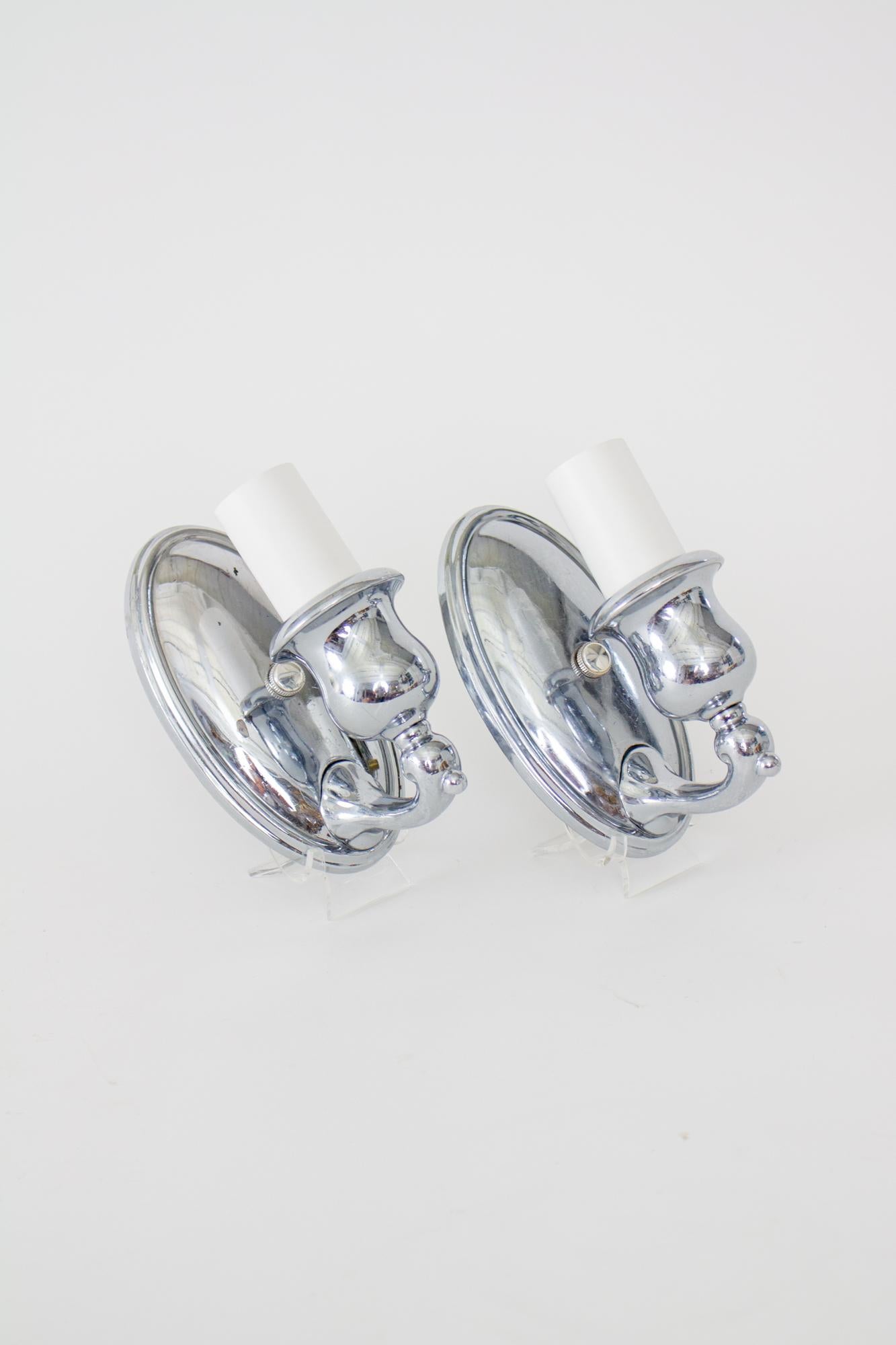 Edwardian Early 20th Century Bradley and Hubbard Chrome Sconces - a Pair For Sale
