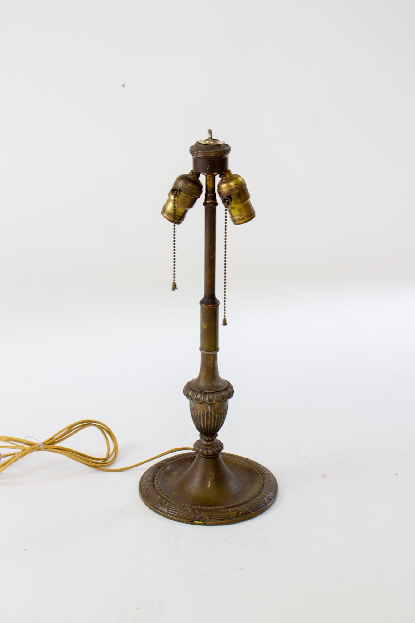 Early 20th Century Bradley and Hubbard Panel Glass Lamp with Caramel Slag Glass 1