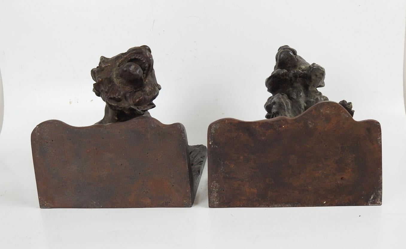 Early 20th Century Bradley Hubbard Lion Tiger Cast Iron Bookends For Sale 2