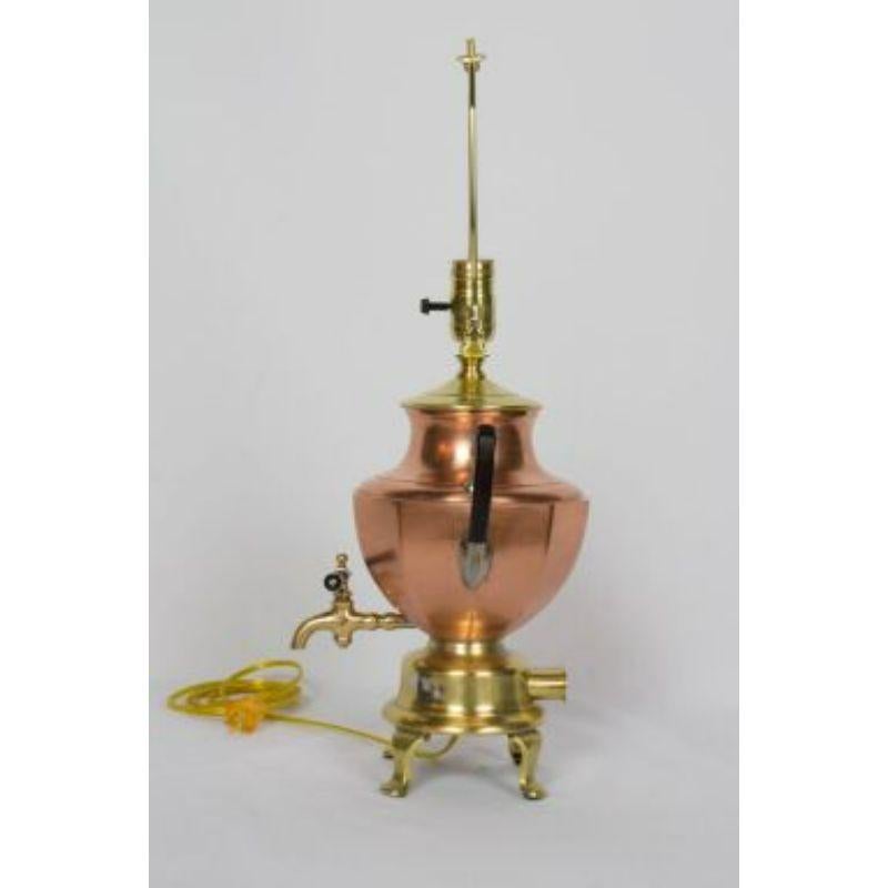 Unknown Early 20th Century Brass and Copper Samovar Lamp For Sale