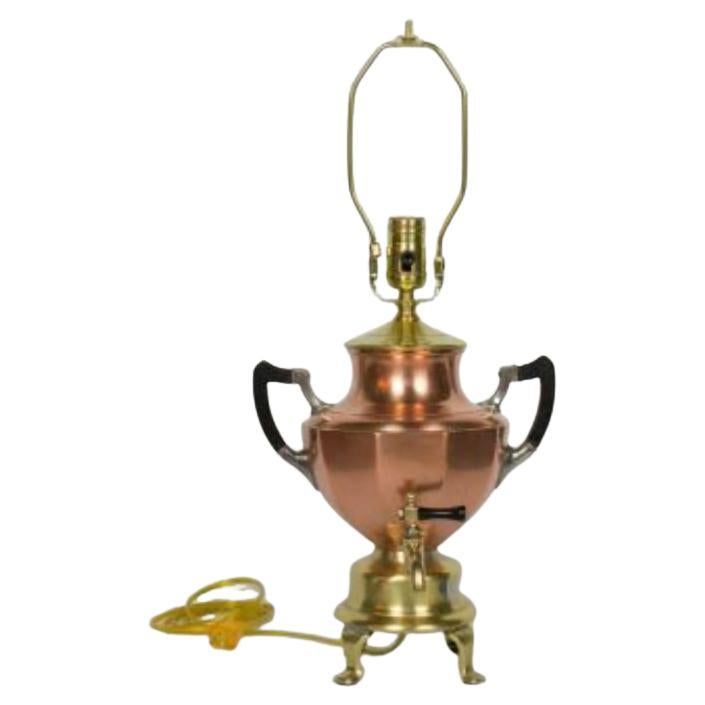 Early 20th Century Brass and Copper Samovar Lamp For Sale