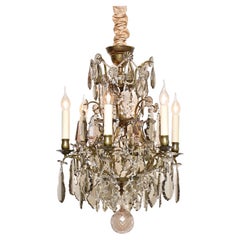Early 20th century brass and crystal chandelier