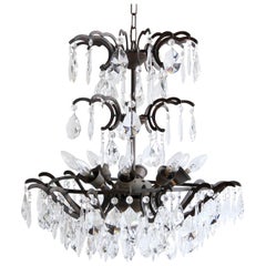 Early 20th Century Brass and Crystal Multi-Arm Chandelier