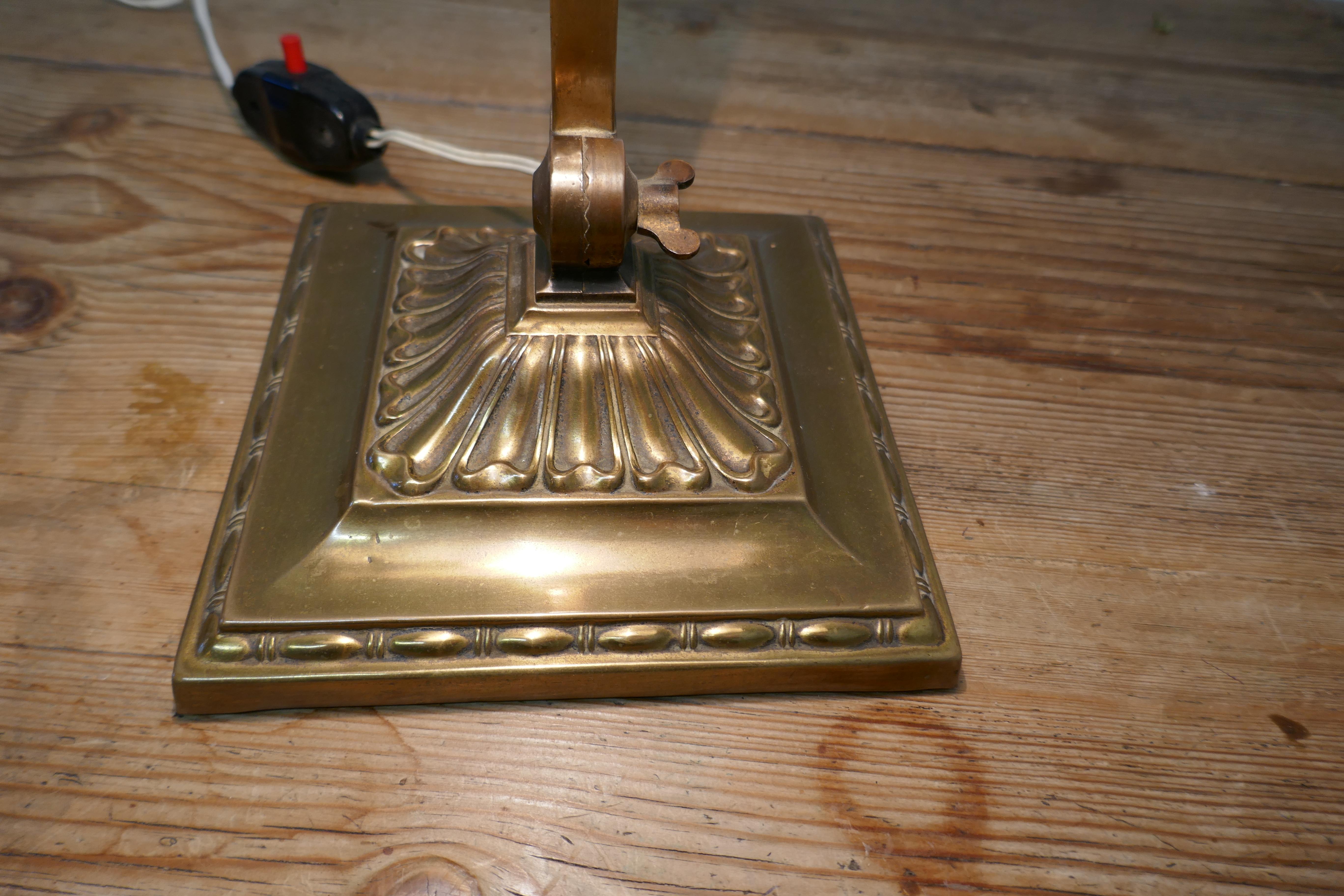 Early 20th Century Brass and Green Glass  Barrister’s Desk Lamp 1