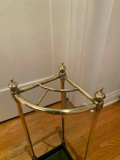 Early 20th Century Brass and Iron Corner Umbrella Stand